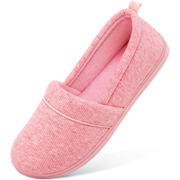 Women's Lightweight Pink Comfy Loafer Memory Foam Non Slip Slippers Boot Shoes - Picture 1 of 7